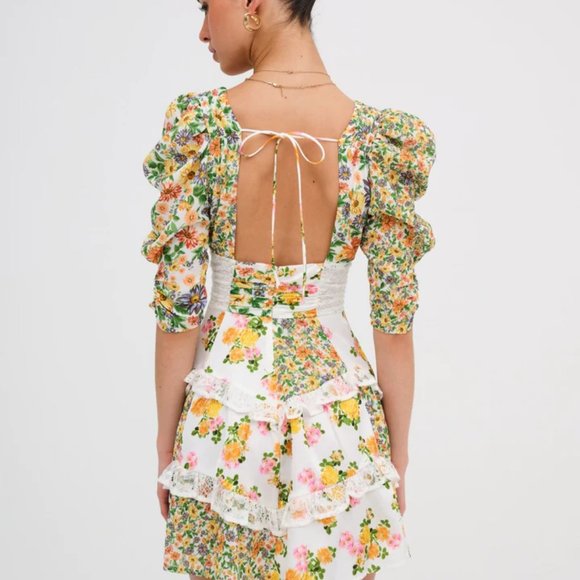 FOR LOVE & LEMONS Rosalyn Mini Dress in Green NWT - Picture 2 of 11